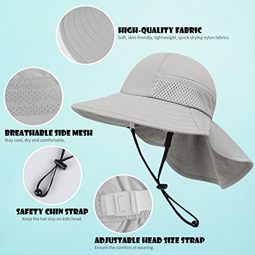 Toddler Baby Sun Hat Kids Summer Beach Essentials Adjustable Beach Hats with Bucket Wide Brim for Boys Girls Age 0-14 Years - color: 1pc-grey, size: 6-24 Months