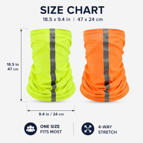 SATINIOR 4 Pcs Neck Gaiter Face Mask for Men, High Vis - color: Fluorescent Color