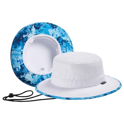 UPF 50+ Foldable Sun Hat Patterned Under Brim Bucket Hats for Summer Hiking Fishing Beach Safari Men Women - color: White, size: Large