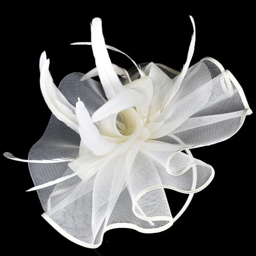 dressfan Womens Fascinator Hat Headpiece Vintage 20s 50s Accessories Headband for Derby/Wedding/Cocktail/Wedding/Tea Party - color: Beige
