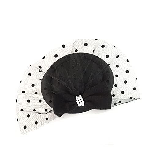 Vintage Bowknot Veil Hat Mini Top Hat Pill Box Hat Classic Wedding Party Hat with Clip for Ladies Women Black - color: Black