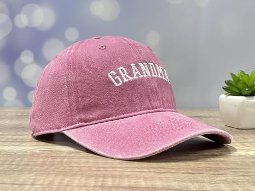 Family Titles Baseball Hat for Grandparents Parents, Relatives Gift - color: Grandma (Washed Pink)