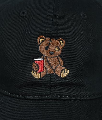 Riot Society Mens Embroidered Adjustable Dad Hat - color: Teddy Bear Red Cup Embroidered (Black)