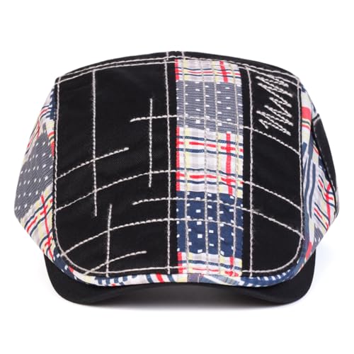 Classic Flat Cap for Men, Adjustable Cotton Newsboy Cap - color: Black 2
