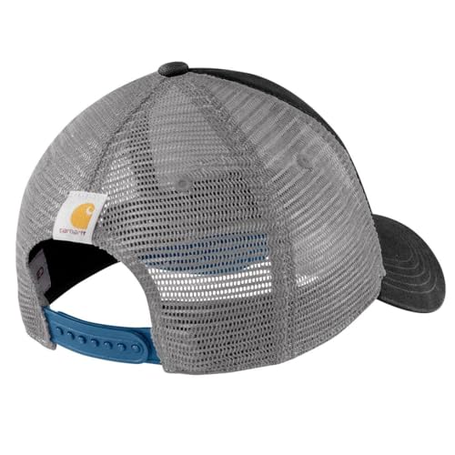 Carhartt Men's Canvas Mesh-Back Logo Graphic Cap - color: Black/Dark Horizon Blue