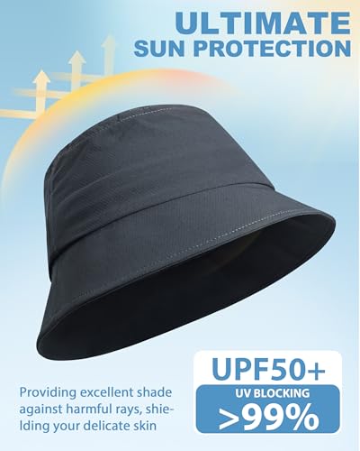 GADIEMKENSD UPF50+ Water-Repellent Bucket hat, Lightweight, Portable, for Outdoor Activities - color: Dark Grey