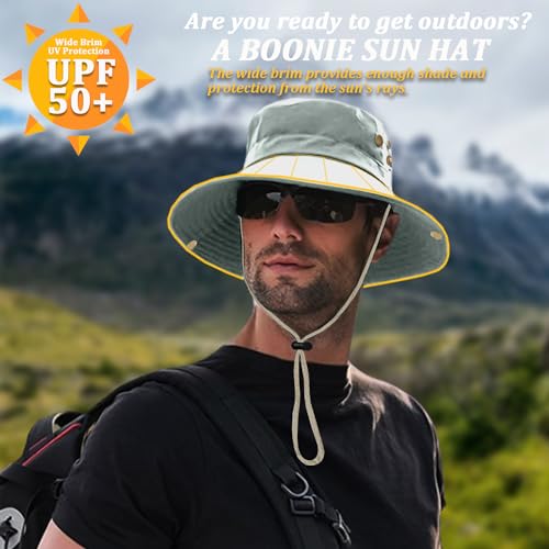 Sun Hats for Men Women, Fishing Hat UV Protection Wide Brim Bucket Hats Foldable Boonie Hat for Hiking Camping Safari - color: Cyan