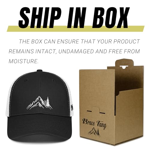 Mountain & Tree Outdoor Trucker Hat for Men Women, Embroidery Gift Baseball Cap for Hiking & Camping - color: 02.black-white, size: Small