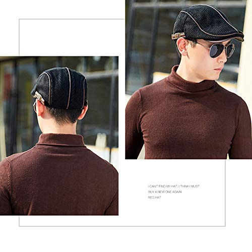 M MOACC Men Beret Hat Cotton Adjustable Newsboy Hats Cabbie Gatsby Cap Driving Flat Caps - color: Hat-t7-black