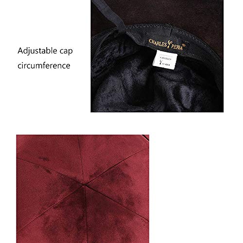 Womens Velvet Hats Wide Brim Fedora Bowler Cap Cloche Elegant Church Hat - color: Coffee