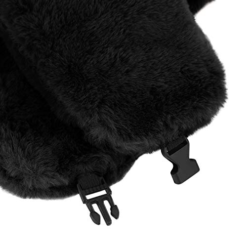 Adults Winter Cozy Plush Ushanka Russian Hat Windproof Full Hood Earflap Hat Warm Cold Proof Ski Hunting Cycling Trapper Hats - color: Black