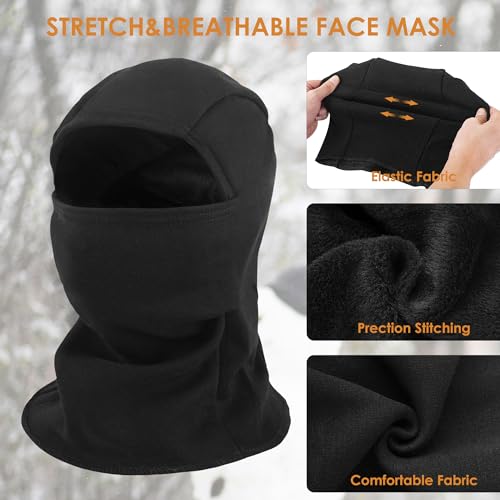 ZUMULIAN Balaclava Ski Mask for Adult, Full Face Mask Winter Fleece Thermal Cold Weather Outdoors Cover for Men Women 2 Packs - color: Black+purple