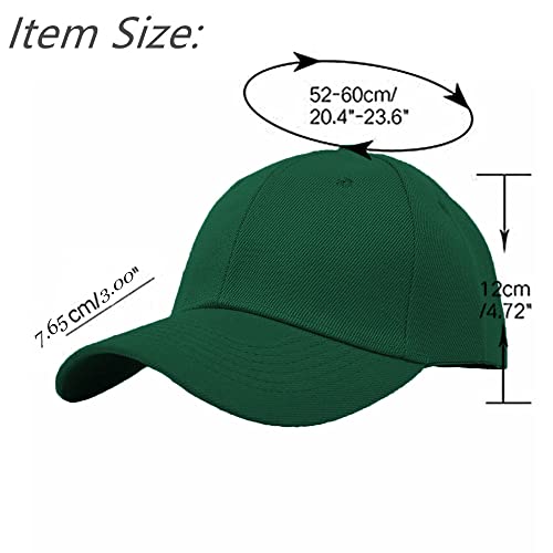 Glory Max Plain Baseball Cap Hook & Loop Strap Adjustable Solid Blank Curved Visor Hat - color: Hunter Green