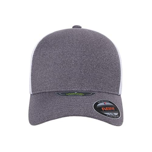 Flexfit Melange Unipanel Trucker Cap - color: Melange Heather/White, size: Small-Medium