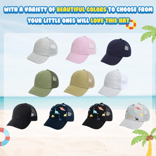 Duoyeree Toddler Baseball Hat, Dinosaur Mesh Adjustable for 0-8T Kids - color: 1b-p-black Dinos, size: 2-5T
