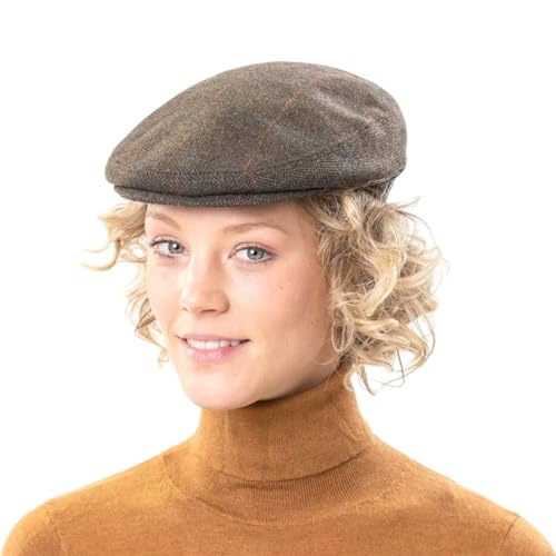 Lipodo Flat Cap with Checked Pattern Women/Men | Made in Italy - color: Olive, size: 7 1/4