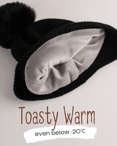 FURTALK Baby Toddler Winter Hat Fleece Lined Beanie Earflaps Outdoor - color: Black+gray, size: 6-24 Months