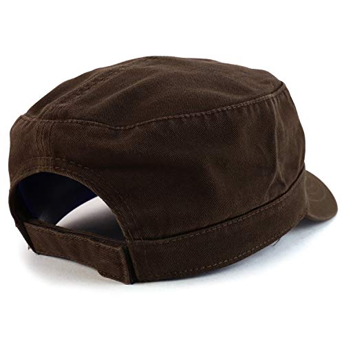 Trendy Apparel Shop Cotton Army Cap Military Flat Top Adjustable Baseball Cap - color: Brown