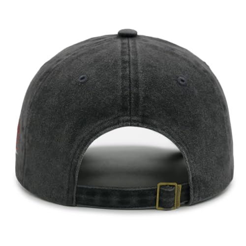 3D Raised Embroidery Baseball Cap, Soft Washed Cotton Curved Brim Hat, Adjustable Slide Buckle Sun Visor Hat for Men dad - color: Black