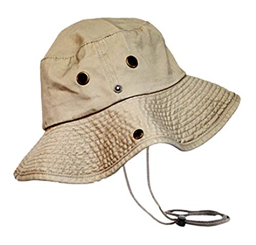 Newhattan Boonie Safari Bucket Hat Foldable Military Style Cap (Khaki, S/M)