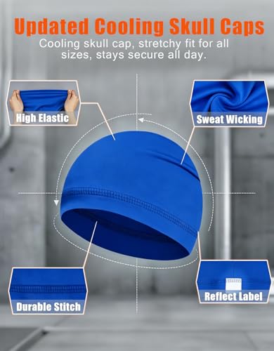 Sweat Wicking Skull Caps Cooling Helmet Liner Hat Running Beanie Cycling Skullcap Sleeping Cap for Men Women - color: Blue Sets