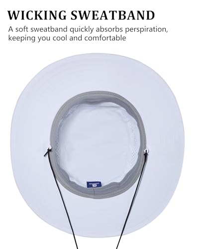 GADIEMKENSD UPF 50+ Bucket Hat, Breathable & Quick-Dry, Windproof Strap, Unisex for Outdoor Activities - color: White
