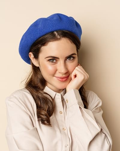 Parquet Solid Color French Beret Hat. Classic French, Casual and Chic Lightweight Cap for Women - color: Royal Blue