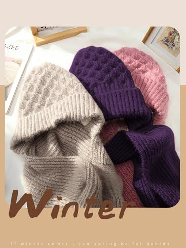 Sumolux Integrated Ear Protection Windproof Cap Scarf Elastic Knitting - color: Purple