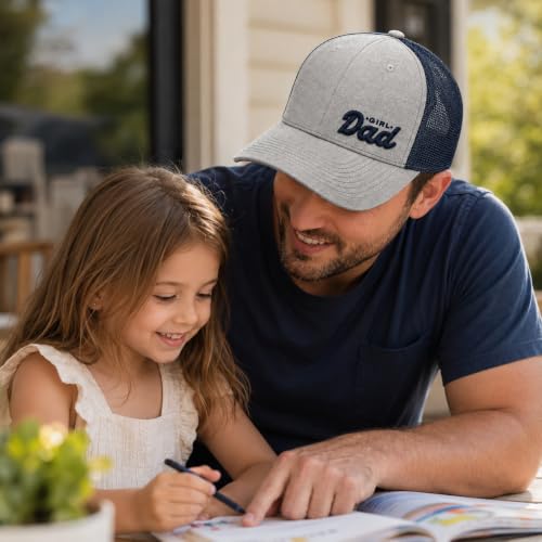 Wishper Studio Embroidered Baseball Cap for Women Men, Cotton Hat with Adjustable Velcro, Minimalist Animal Embroidery - color: Heather Gray/Navy Blue