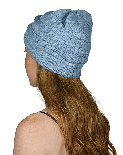 Gravity Threads Knit Soft Stretch Beanie Cap - color: Denim
