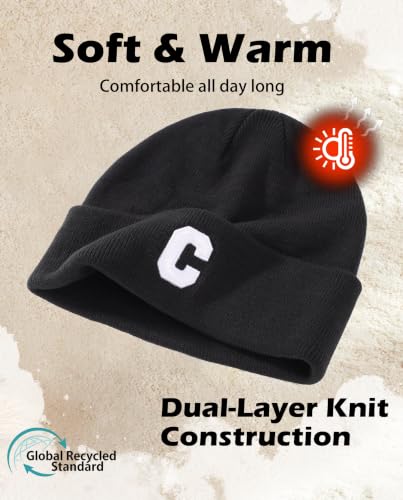 Connectyle Men's Cuffed Beanie Hat Double Layer Knit Winter Watch Cap - color: F0388-c
