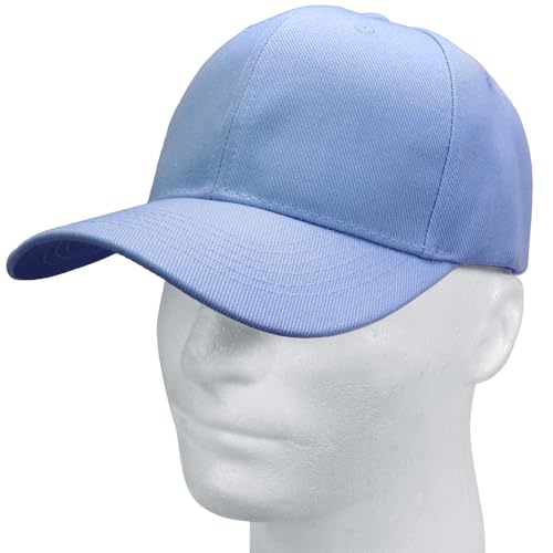 Falari Wholesale Bulk Lot 12-Pack Baseball Cap Adjustable Size Plain Blank Solid Color - color: Sky Blue