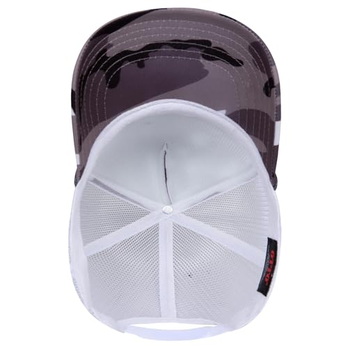 OTTO Cap Camouflage High Crown Trucker Hat Snapback Mesh Back Structured Foam Front Streetwear Style Hat | Bulk Packs - color: Cp34a16 - Snow Camo/Wht
