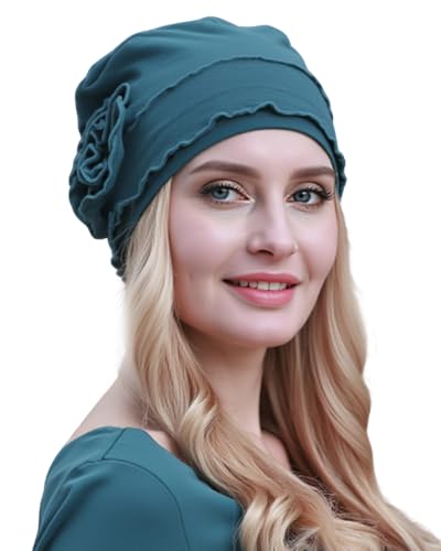 osvyo Chemo Headwear Turban Cap for Women - Cancer Beanie Hair Loss Sealed Packaging - color: Cotton-cerulean-blue