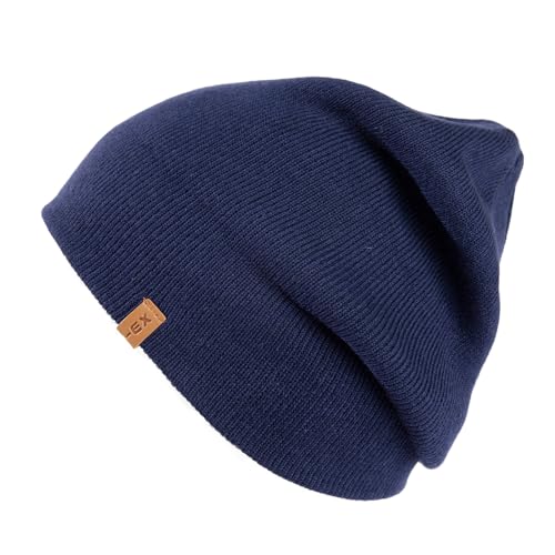 TOP-EX Merino Wool Fisherman Beanie for Men Women, Knit Watch Cap Winter - color: Navy Blue, size: Medium-Large