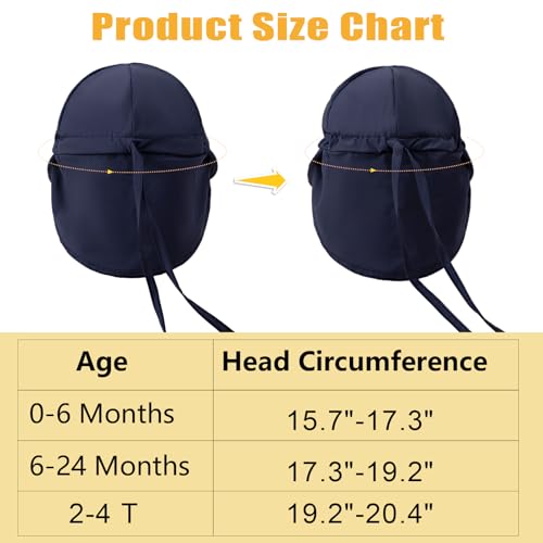 Baby Sun Hat with Breathable Mesh, UPF 50+ Boys Girls Toddler Swim - color: Navy Blue, size: 6-24 Months