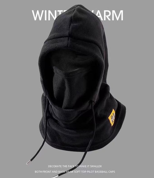 Winter Fleece Ski Mask for Men Women Balaclava Face Mask Windproof Thermal Hood Winter Full Face Neck Cover Warmer - color: Black