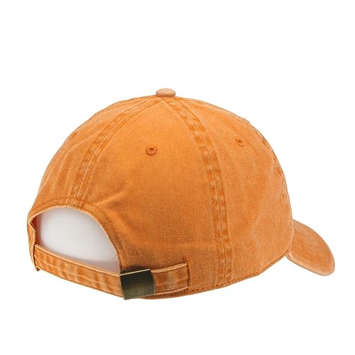 Classic Blank Dad Hat Cotton Adjustable Strap Baseball Cap - color: Pumpkin Orange Washed