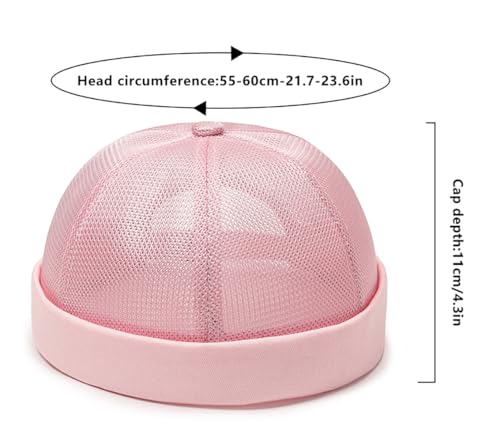 DIYDECAL Mens Mesh Brimless Cap,Summer Skullcap Docker Beanie Hat - color: Pink
