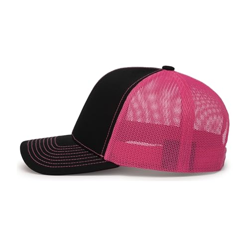 Pacific Headwear Snapback Trucker: Stylish Unisex Cap for All-Day Comfort - color: Black/Pink/Black, size: One Size