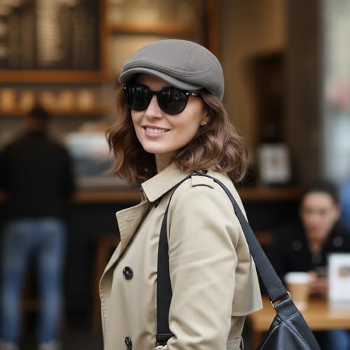 YAMEIZE Retro Suede Newsboy Hats for Men Women Beret Ivy Flat Cap Adjustable Winter Caps Trendy - color: Brown