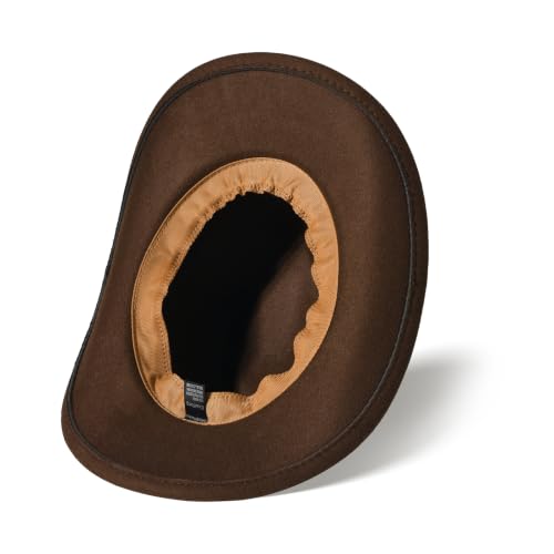 Classic Western Cowboy Hat Cowgirl Hat Unisex Men's & Women's Wide Brim Felt Fedora Hat Flat Top with Buckle Belt - color: Brown 2#, size: 7-7 1/4