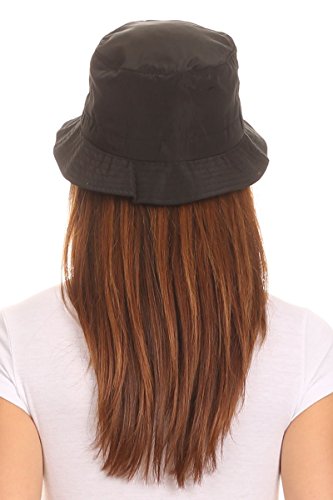 LL Unisex Packable Rain Hat Lightweight Year Round Use - 2 Sizes for Best Fit - color: Black Bucket, size: Medium-Large