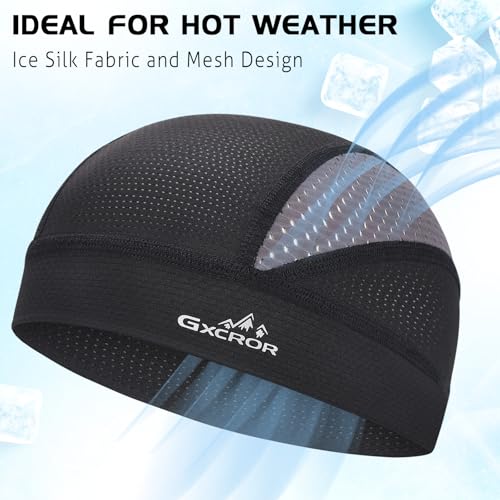 GXCROR Cooling Skull Cap for Men Women Sweat-Wicking Breathable Mesh Liner for Helmets, Summer Cycling Motorcycle - color: Black Gray, size: Medium
