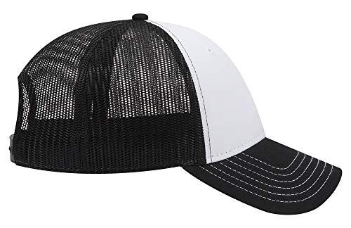 OTTO 6 Panel Low Profile Contrast Vertical Mesh Back Cap - color: Blk/Wht/Blk