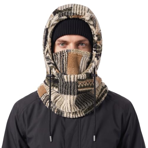 Ski Mask Balalclava Windproof Face Mask Warm Fleece Neck Cover for Cold Weather Helmet Hood for Men & Women - color: Vintage Geo