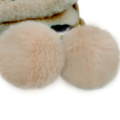 Holiberty Womens Winter Knit Beanie Hat Ladies Fur Pom Poms Ears Warm Slouchy Snow Ski Cap Fleece Thermal Ushanka Trapper Hat - color: Green, Striped