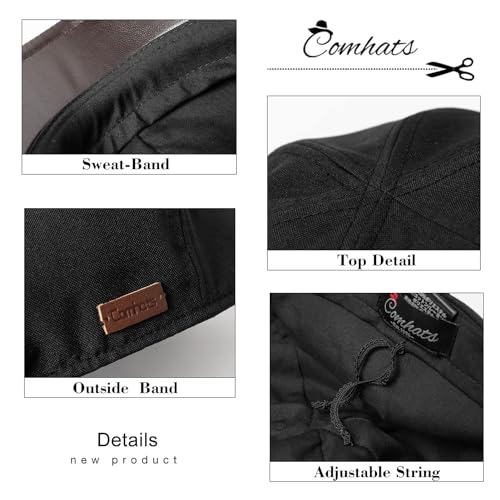 TOP-EX UPF 50+ Waterproof Newsboy Flat Cap for Men, XL/XXL - color: Black(waterproof), size: Medium-Large