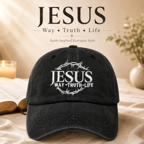 Man of God Husband Dad Embroidered Hat Camping Caps for Women - color: Jesus Way Truths Life 33