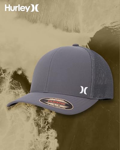Hurley Mens Mini Icon Mesh Panel Fitted Trucker Baseball Cap - color: Dark Grey, size: Large-X-Large